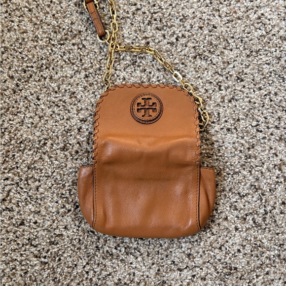 Tory Burch Brown Leather Snap Chain Mini Crossbody Clutch - Picture 5 of 7